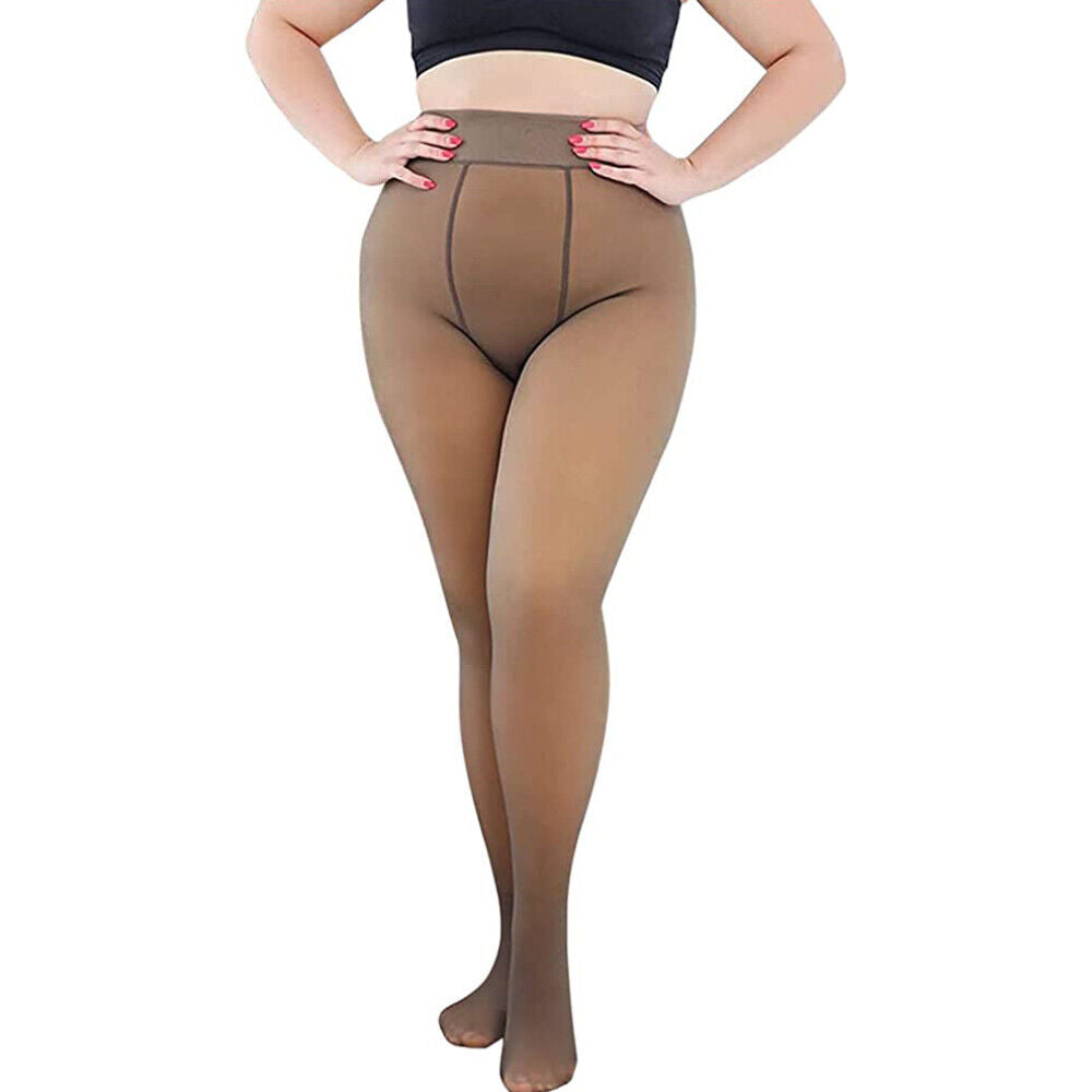 Uritoria Fleece Lined Tights for Women | Winter Thermal Leggings with Sheer Skintone Look