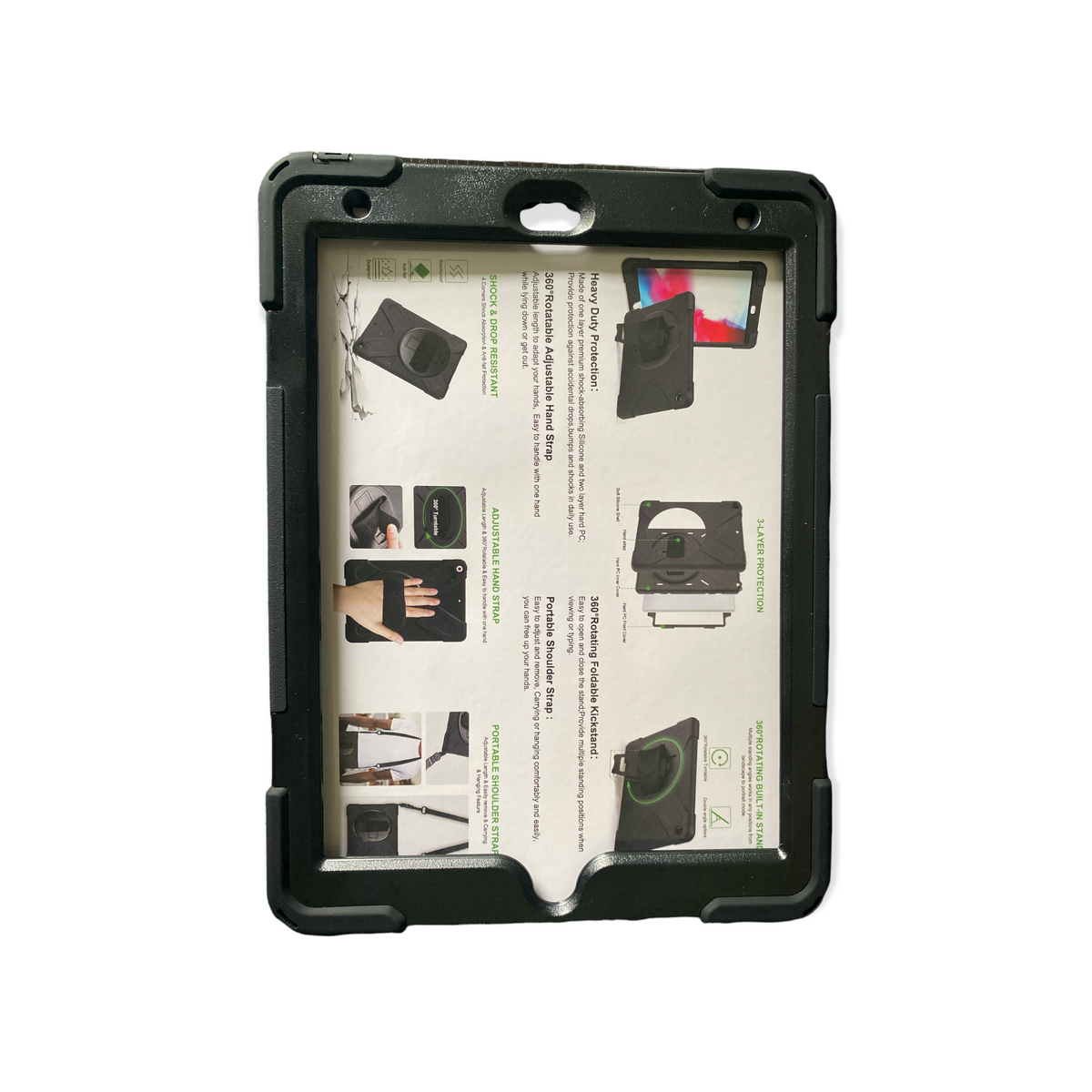 Rugged Rubber iPad Carrying Case with Strap and Handle