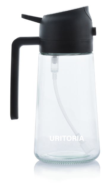 Uritoria 2-in-1 Glass Oil Sprayer & Dispenser | 470ml Portable Bottle for Kitchen Cooking