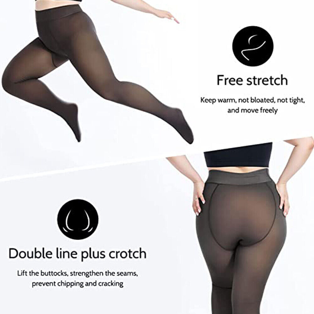 Uritoria Fleece Lined Tights for Women | Winter Thermal Leggings with Sheer Skintone Look