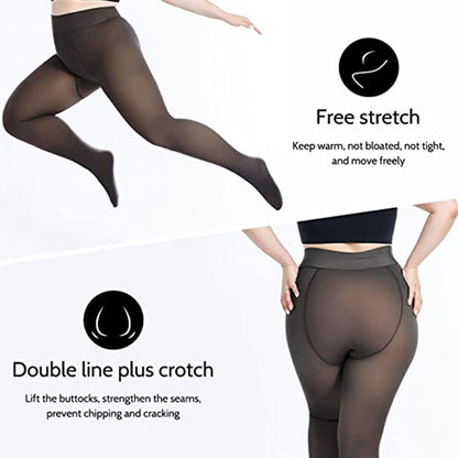 Uritoria Fleece Lined Tights for Women | Winter Thermal Leggings with Sheer Skintone Look