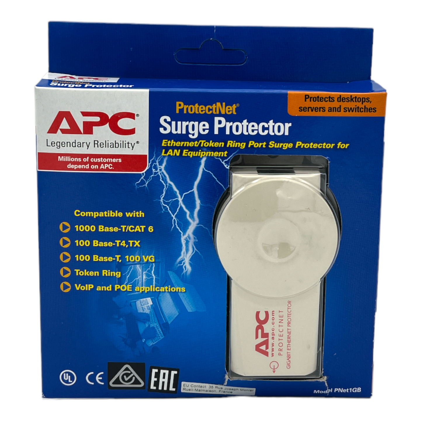 Apc Surge Protector For Ethernet Data Port (10/100/1000 Base-T Ethernet Lines), Protectnet (Pnet1Gb)