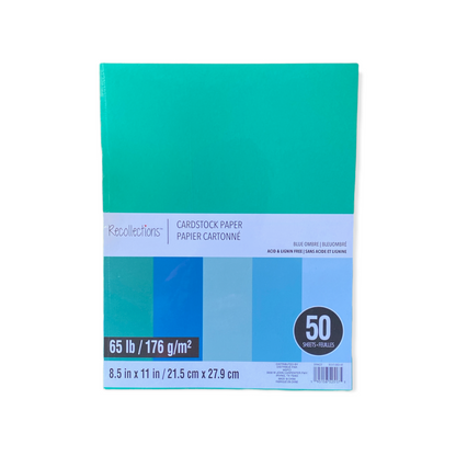 Recollections Cardstock Paper, 8 1/2 X 11-Blue Ombre-50 Sheets