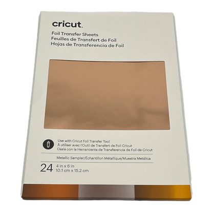 Cricut, Metallic Foil Transfer Sheets Sampler, (24 ct), 24 Pack-Gold, Silver, Rose Gold.