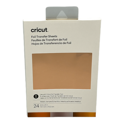 Cricut, Metallic Foil Transfer Sheets Sampler, (24 ct), 24 Pack-Gold, Silver, Rose Gold.