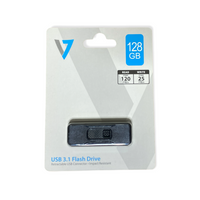 Memoria USB 3.1 V7 de 128 GB - Con conector USB retráctil - 128 GB - Negro 