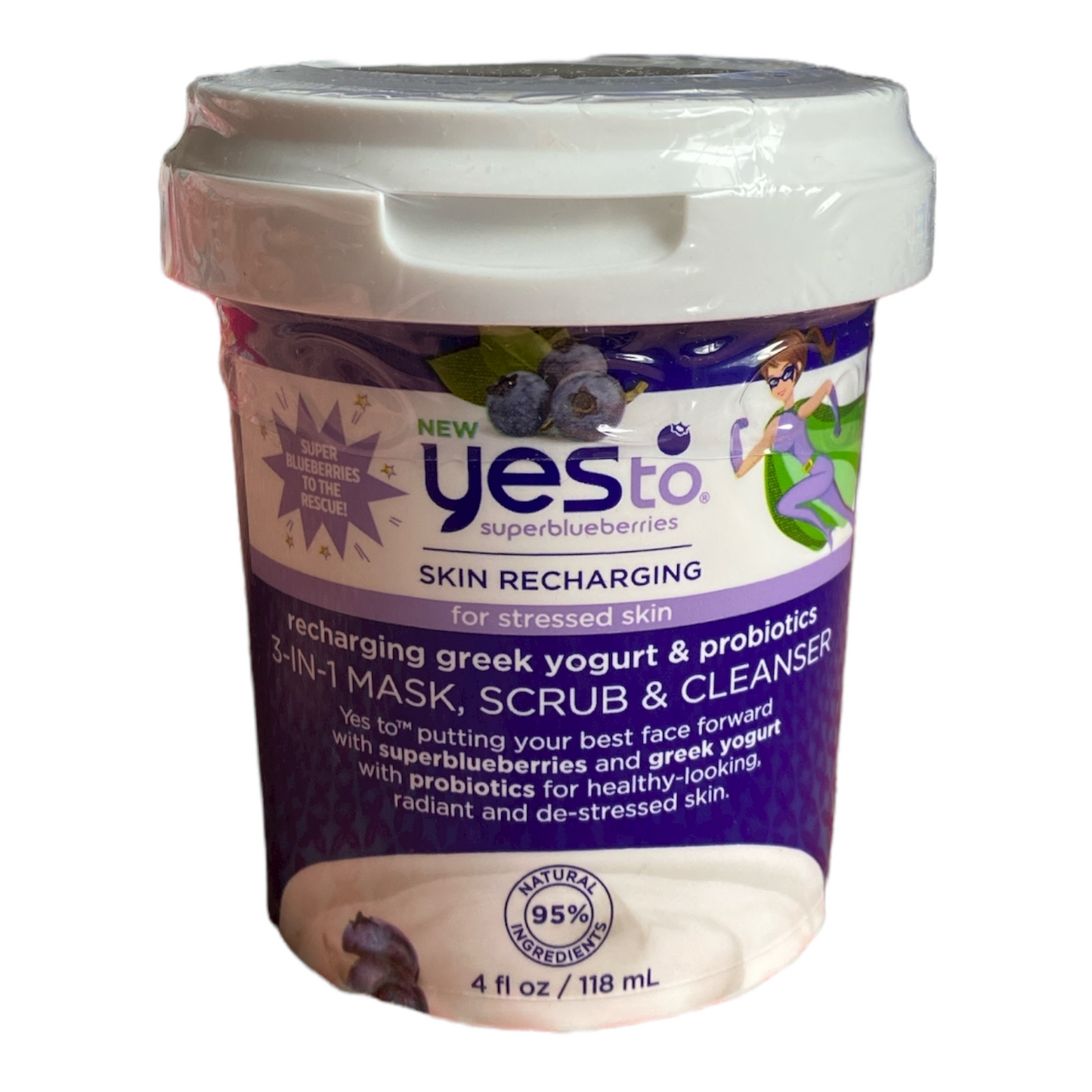 Yes To Super Blueberries Recharging Yogurt & Probiotics 3-in-1 Mask Scrub Sealed